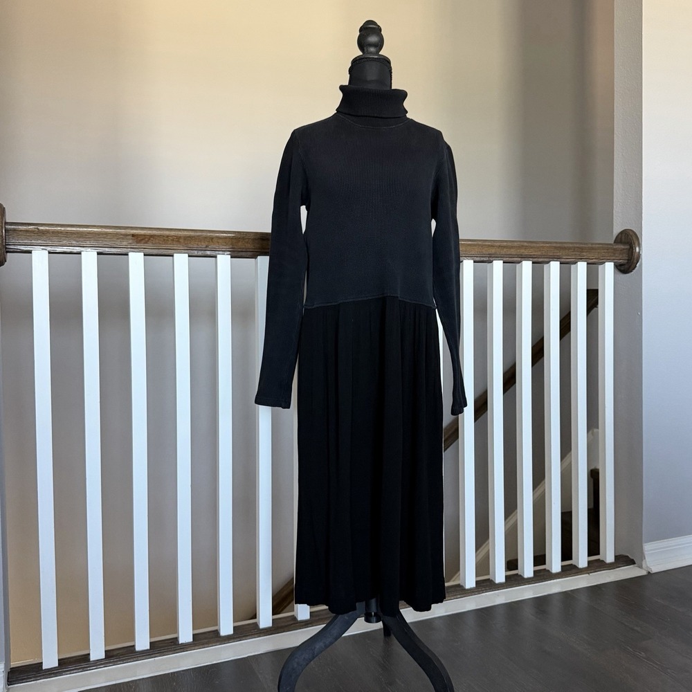 Vintage Barbara Lesser 90s Lagenlook Long Sleeve Flowy Dress Medium Minimalist